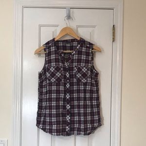 Eddie Bauer red white and blue plaid shirt